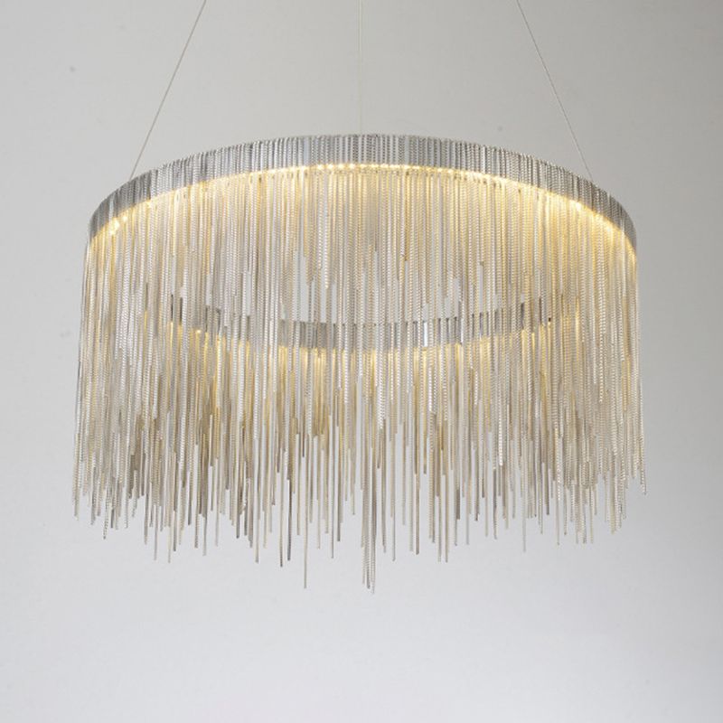 Round Aluminium Hanging Ceiling Pendant Fixtures 1-Light Modern Style Led Pendant Lamp