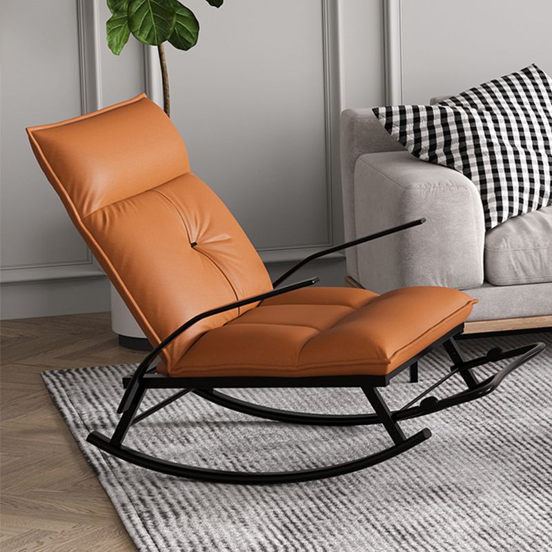 Faux Leather and Metal Rocking Chair Ergonomic with Seat Cushion Rocker Chair Spindle
