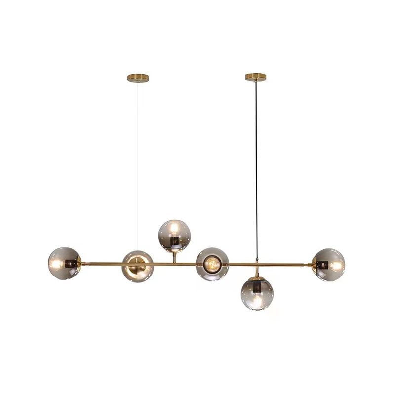 Modern Style Metal Island Pendant Globe Glass Shade Island Light for Restaurant