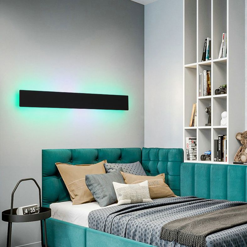 Black Rectangular Metal RGB Wall Lamp Modern Style Ambiance Decorative LED Wall Sconce for Bedroom Living Room