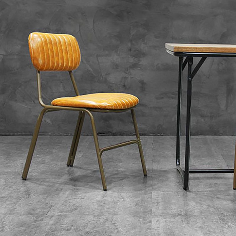 Sillas de comedor de metal industrial con respaldo abierto, sillas de comedor laterales sin brazos (juego de 2)