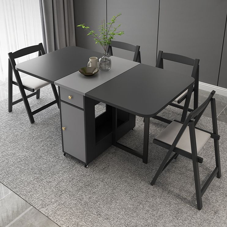 Mid-Century Modern Rectangle Dining Table Drop-Leaf Table with Ash Solid Wood Base,59"L x 29.1"H