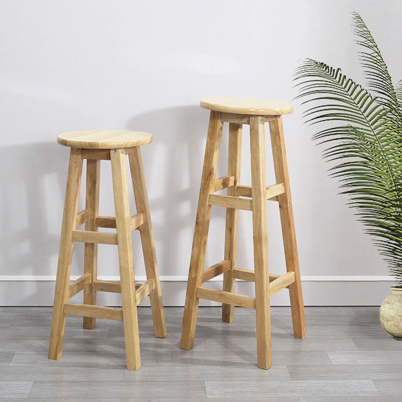 Modern Armless Counter Stool Rubber Wood Kitchen Bar Stool with Seat and Pedal