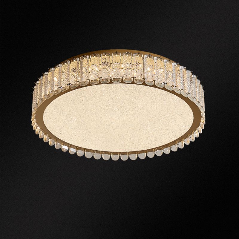 Gold Crystal Flush Mount Postmodern Circle Ceiling Light Fixture for Bedroom