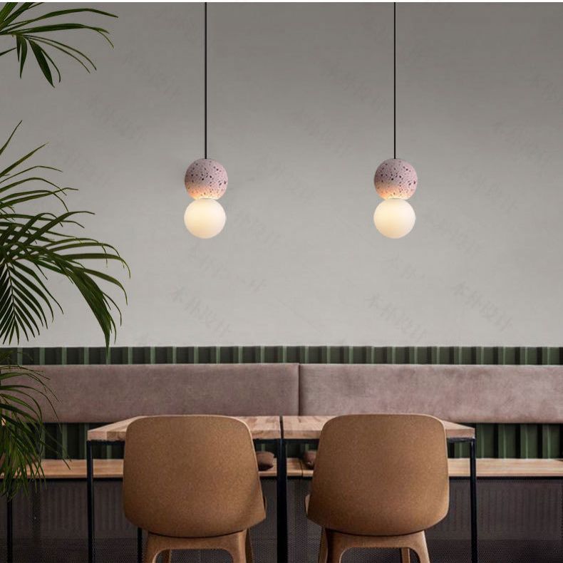 Forma sferica 1 lampada a sospensione leggera moderna lampada sospesa in cemento per soggiorno