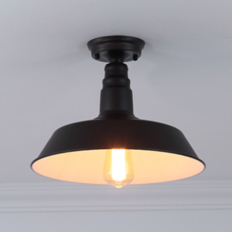 Plafonnier en fer de style industriel, 1 ampoule, plafonnier noir/marron
