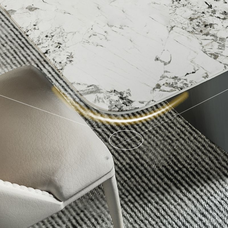 Rectangle Dining Table Set 1/4/7 Pcs Stone Dining Table with Upholstered Chairs