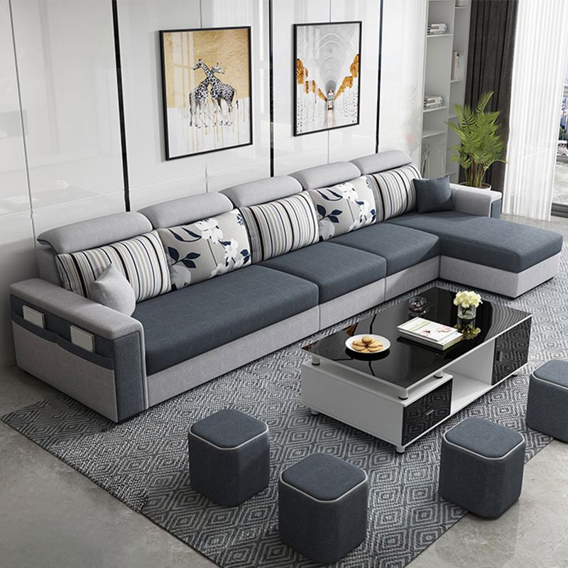 Dark Gray Removable Cushions Pillow Top Arm Sofa/Sectional with Slipcover and Storage