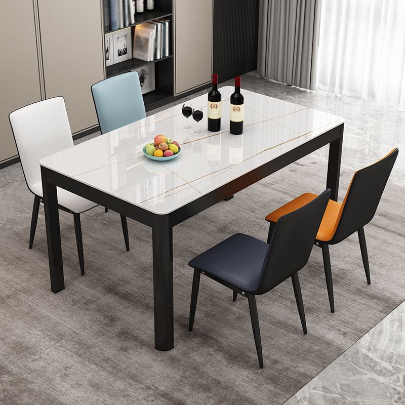 Metal Modern Rectangle Indoor Table Glass Top Table for Dining Room