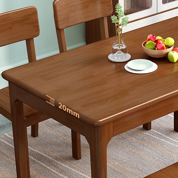 Rubberwood Dining Table Rectangle Solid Wood 4 Legs Wood Base Table for Home