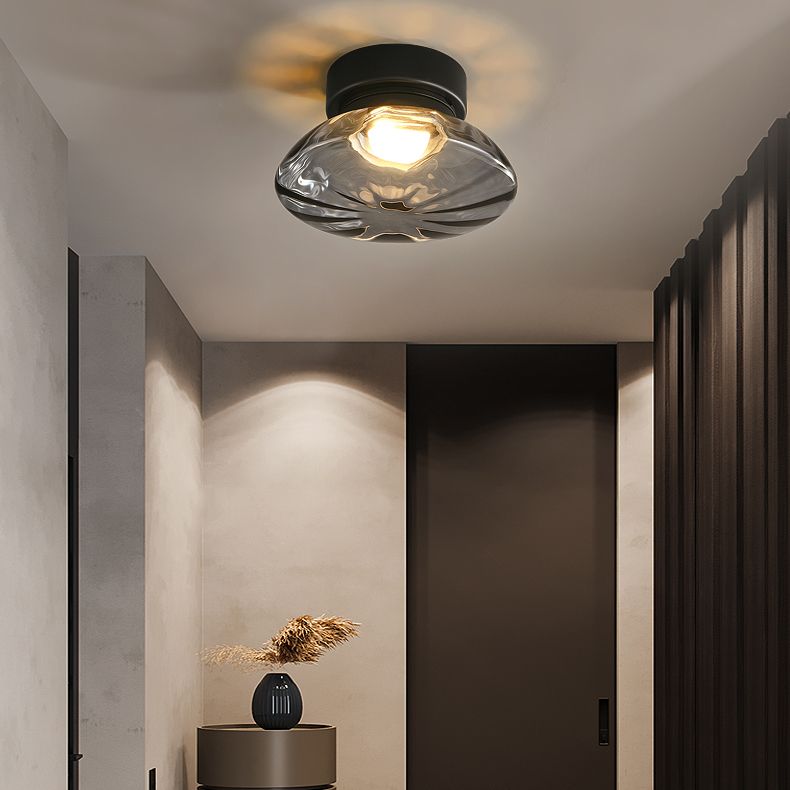 Plafonnier semi-encastré moderne, éclairage de plafond simple en verre pour balcon