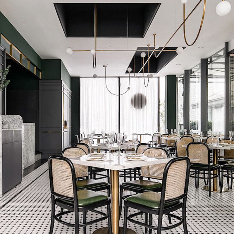 Contemporary Metal Kitchen Dining Side Chair Open Back Dining Side Chair