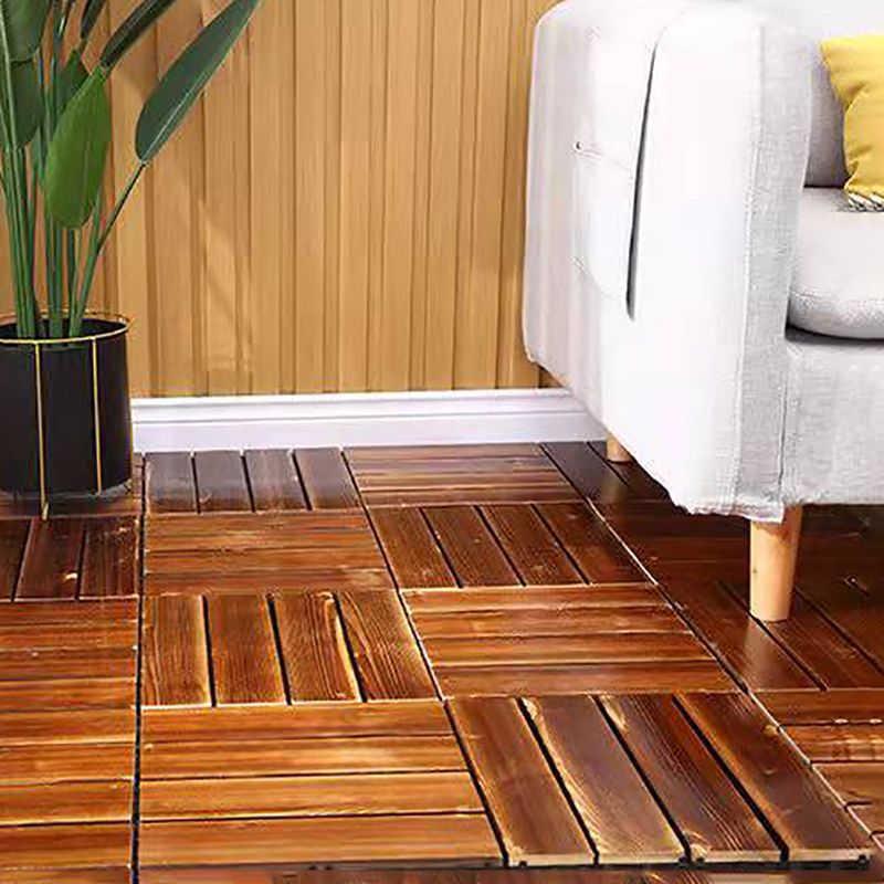 4-Slat Wood Floor Tiles Interlocking Installation Floor Board Tiles