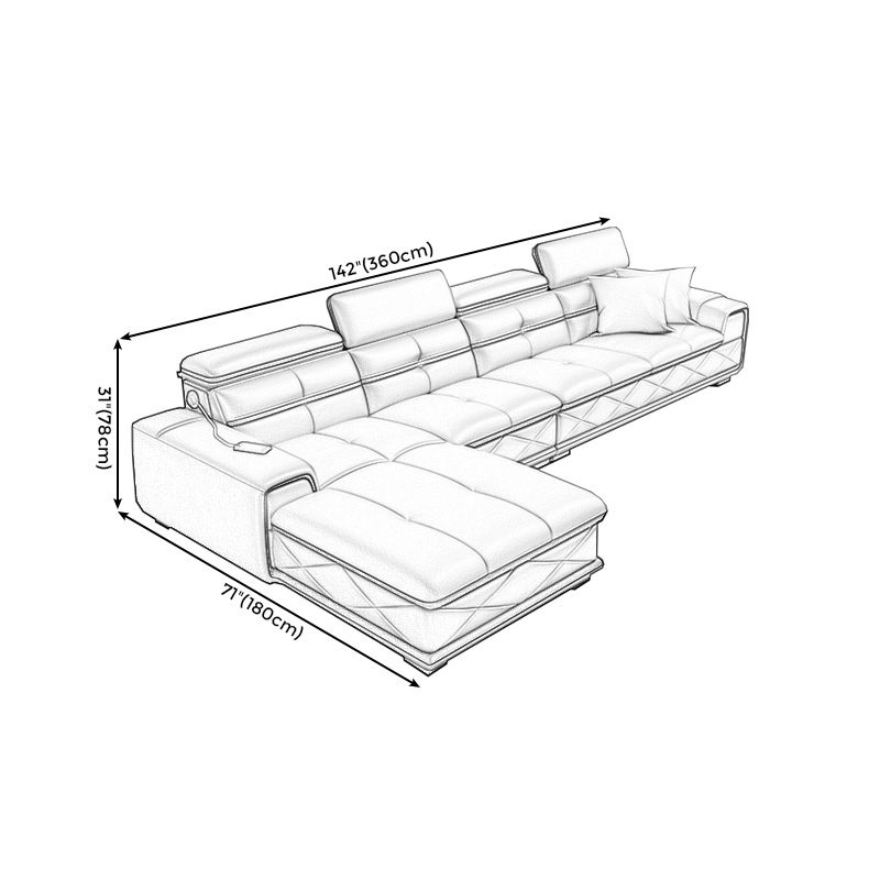 Light-grey Contemporary Sofa and Chaise L-Shape High Back Sectional