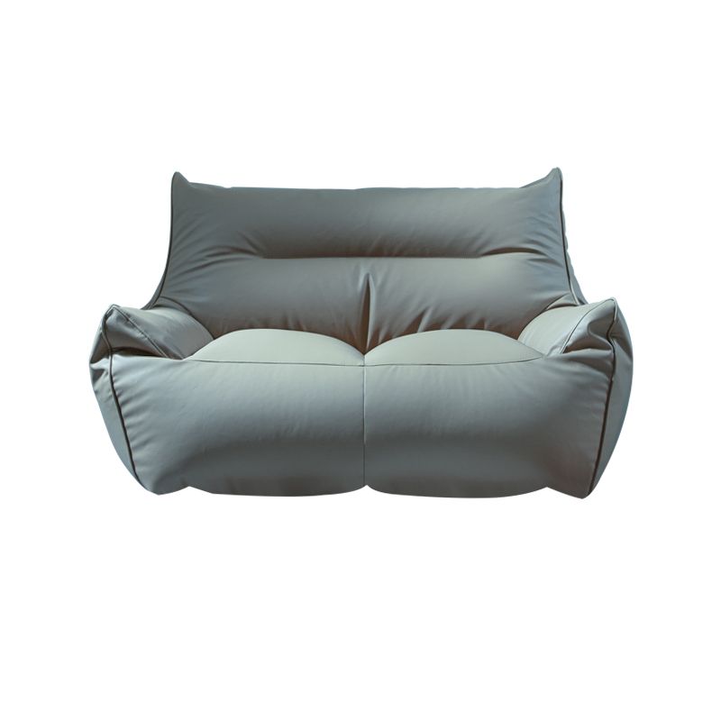 Modern Faux Leather Pillow Top Arm Sofa Sewn Pillow Back Sofa for Apartment