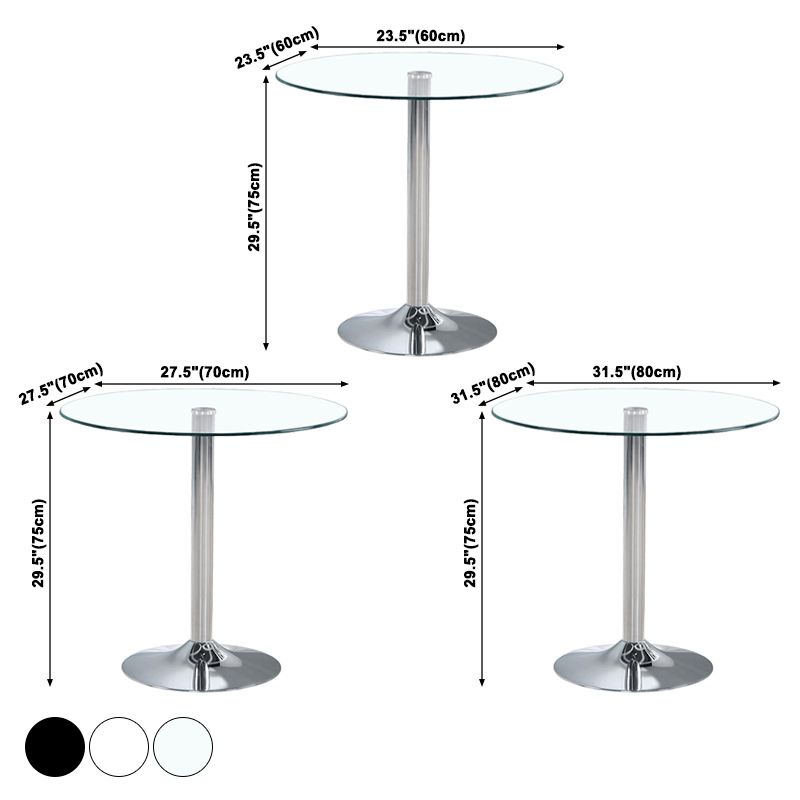 Contemporary Round Dining Room Table Tempered Glass Table with Tulip Base