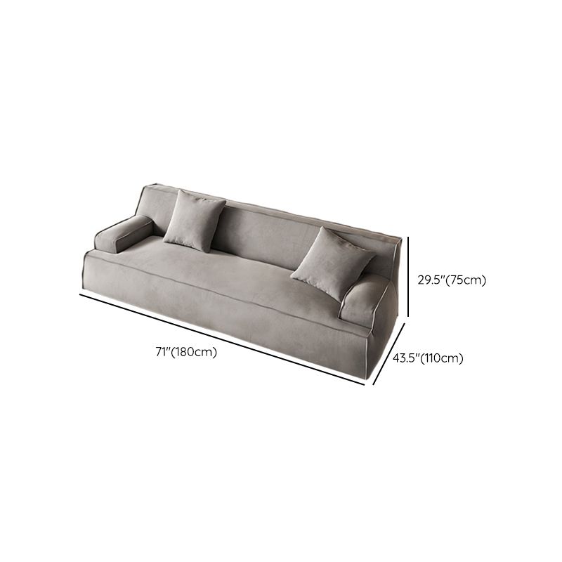 Contemporary Genuine Leather/Fabric Recessed Arm Sofa for Living Room
