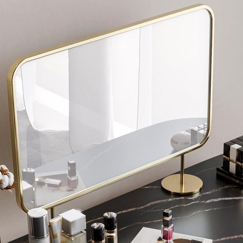 2 Storage Drawers Vanity Table Modern Stone Dressing Table with Mirror and Stool