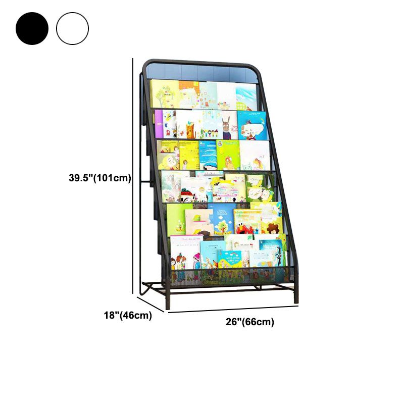 Industrial Iron Ladder Bookshelf White and Black Closed Back Bookcase for Home