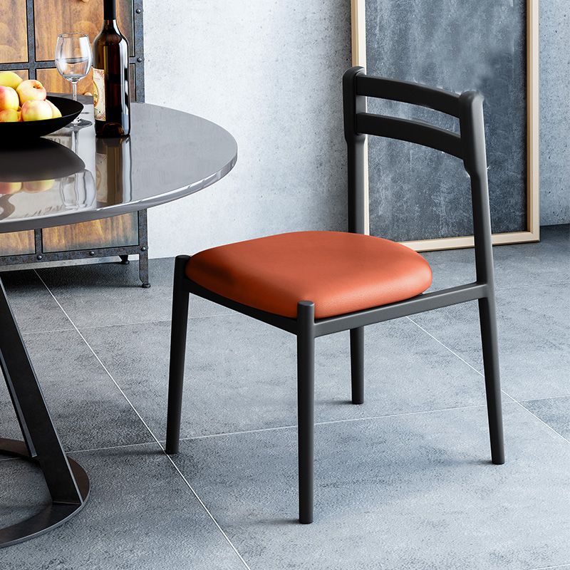 Ladder Back Armless Dining Chairs Upholstered Side Chairs with Metal Legs