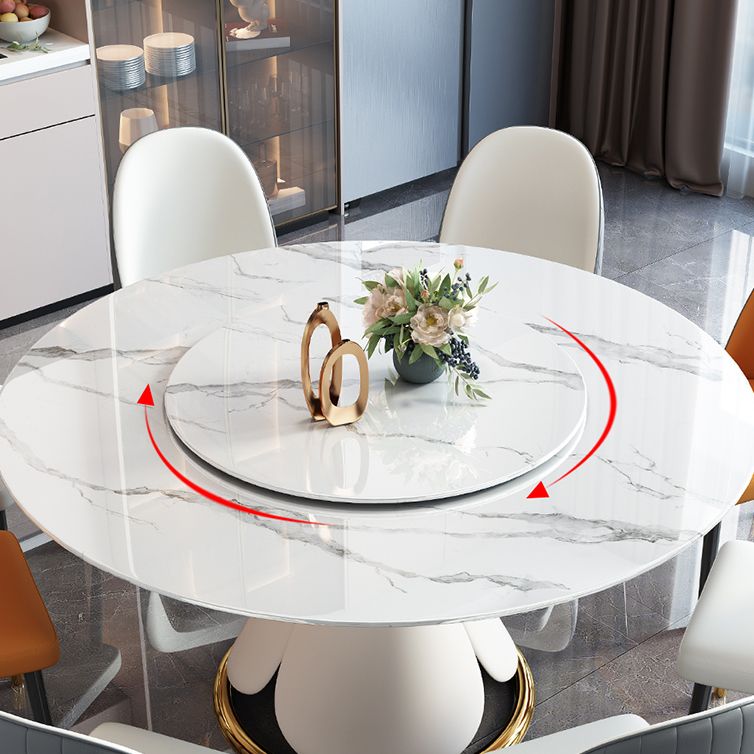 Traditional Luxury Round Dining Table Pedestal Dining Room Collection with Turntable