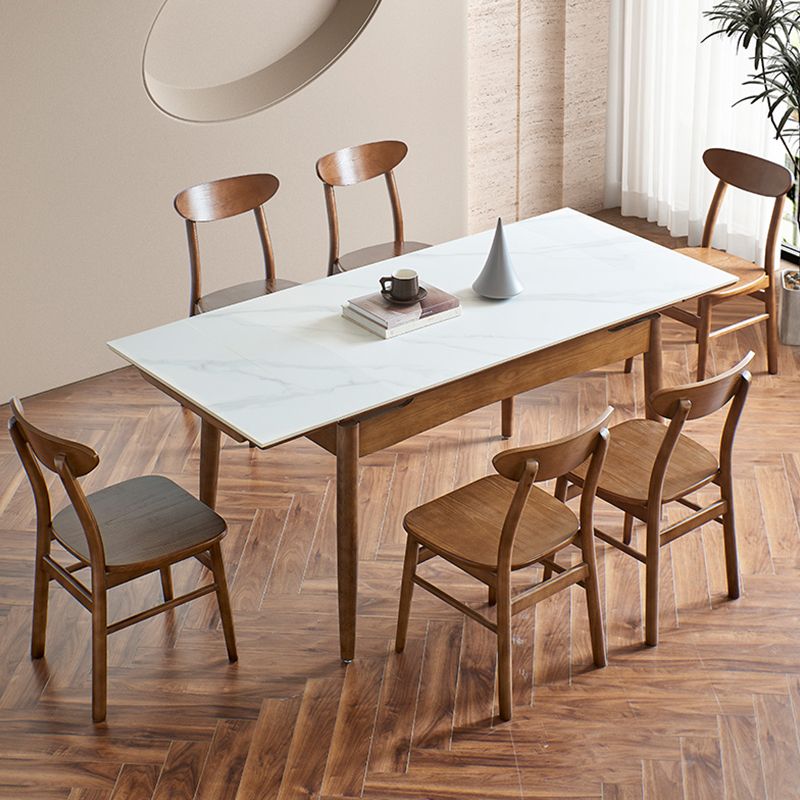 Modern Rectangle Dining Table Stone Top Extension Dining Table