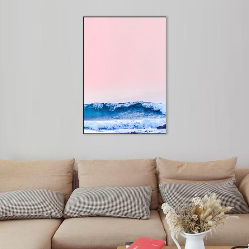 Tropix Canvas Wall Art Pink and Blue Ocean Scenery with Sunset Glow Wall Decoration