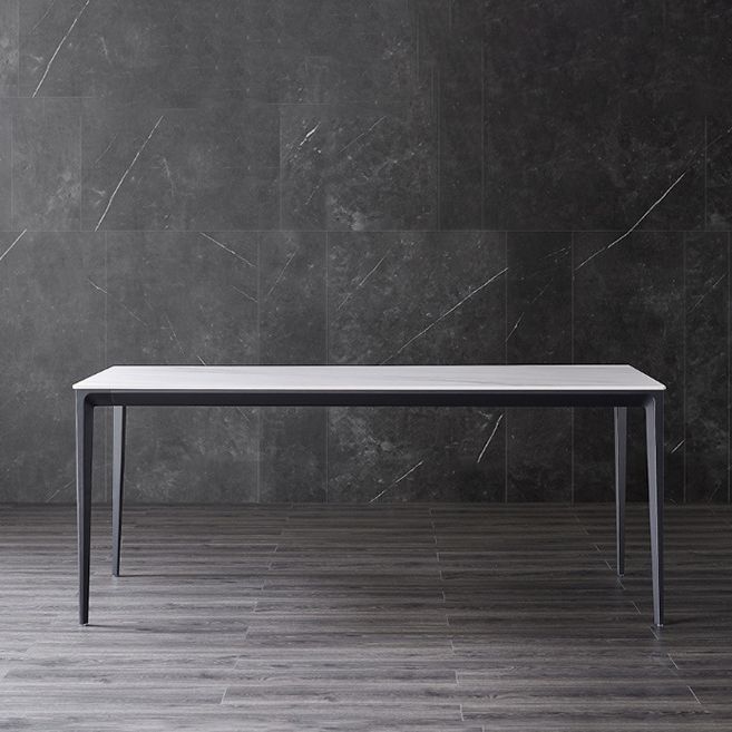 Stone Top Dining Table Contemporary Dining Table with 4 Black Legs