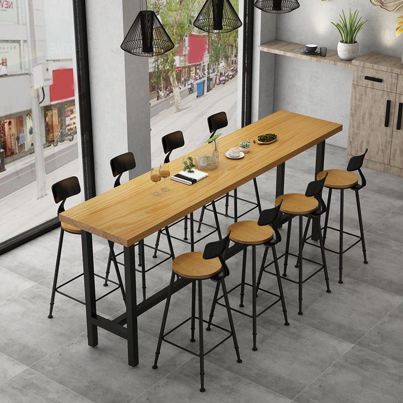 1/2/9 Pieces Industrial Pub Table Set Rectangle Bar Table and Armless Bar Stools