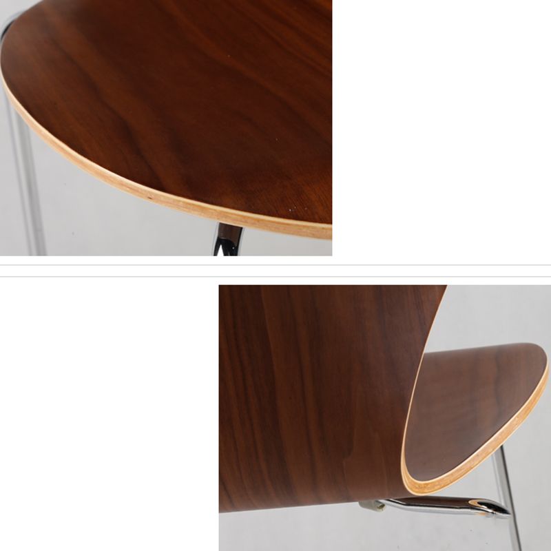 Modern Armless Backrest Bar Stool Wood Kitchen Bar Stool with 4 Metal Legs