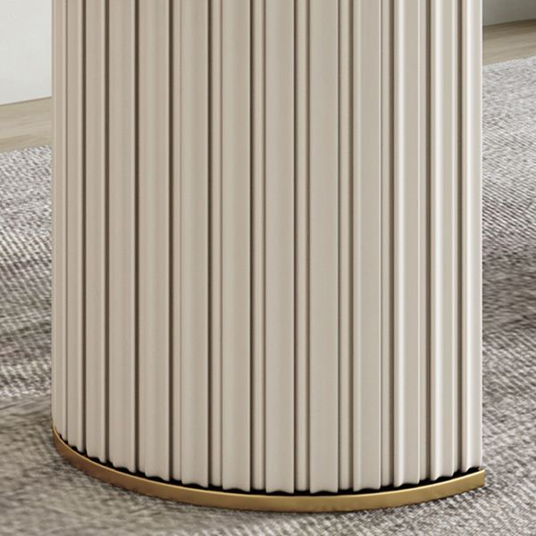 Modern Stone Dining Table White Double Pedestal Base Table for Dining Room