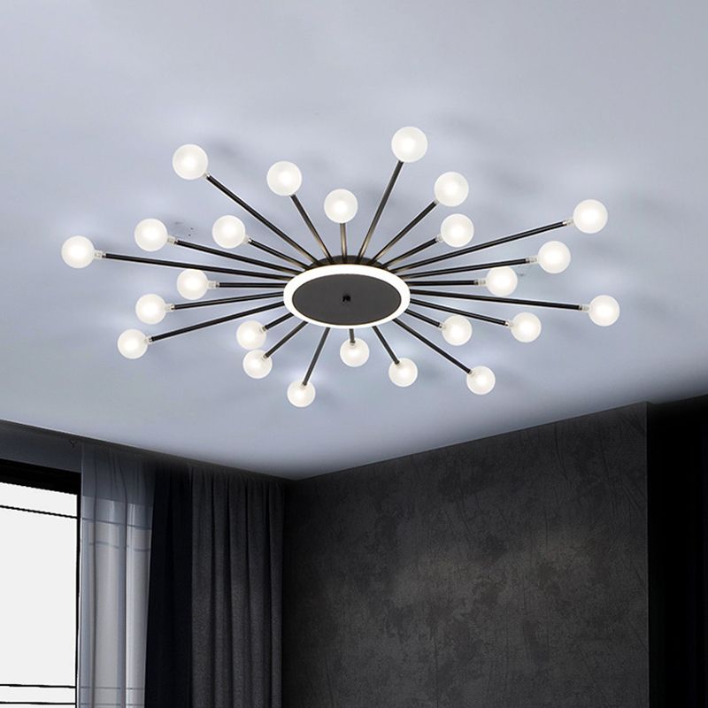 Radial Bedroom Flush Mount Fixture Metal LED Minimalistic Close to Ceiling Light