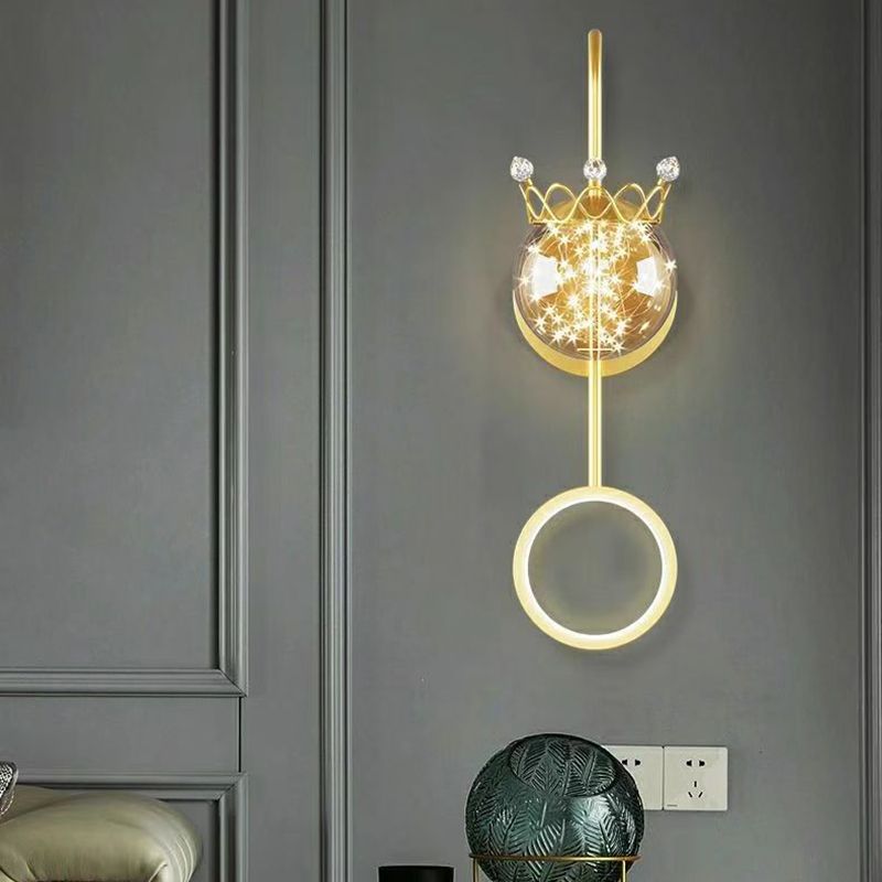 Light Luxury Style Aluminum Wall Light Glass Shade LED Wall Lamp for Bedroom