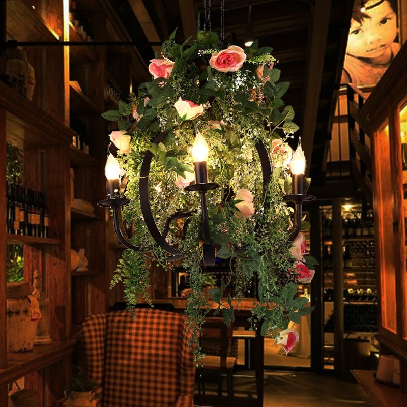 Candélabre industriel Pendre luminaire 5 bulbes LED Metal LED HOSGING LAMP Kit en vert pour restaurant