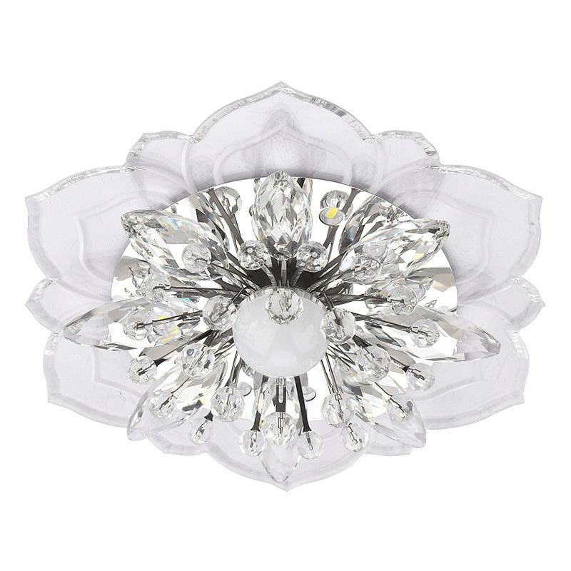 Modern Flower Ceiling Mount Light Fixture Crystal Ceiling Lights