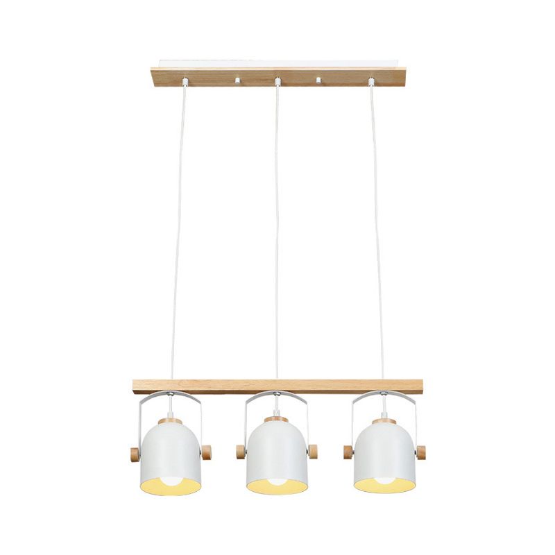 Lampadario lineare a cupola bianca/grigia a cupola 3/4 teste di metallo nordico luce sul tavolo da pranzo