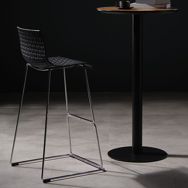 Modern Style Plastic Bar-stool Rectangle Seat Counter Bar Stool with Metal Legs