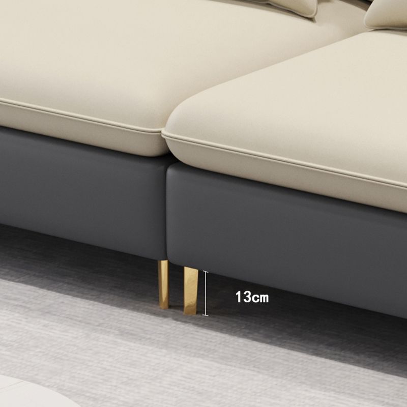 106.3" W x 62.3" D x 35.4" H Square Arm Sofa & Chaise, Loose Faux Leather Back Sofa
