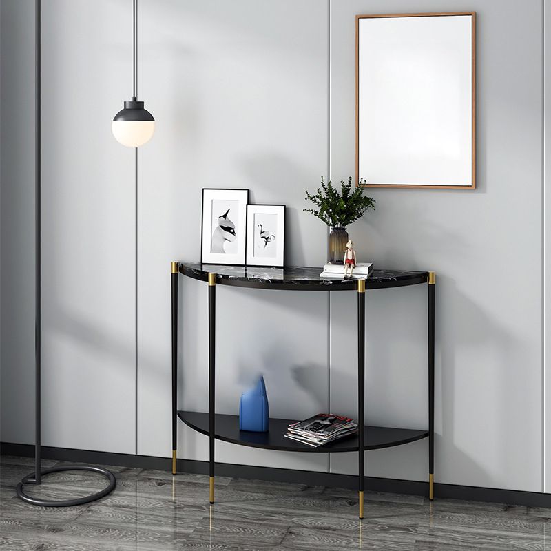 Contemporary Console Accent Table Antique Finish Half Moon Sofa Console Table