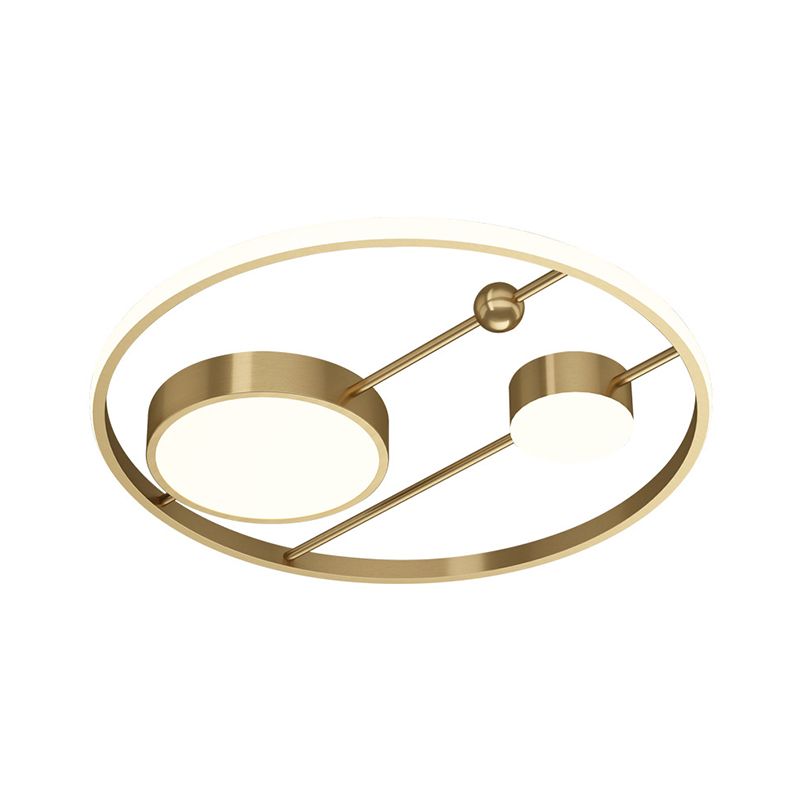 16"/19.5" W Rounded Flush Light Fixture Modernism Acrylic LED Brass Ceiling Flush Mount for Bedroom