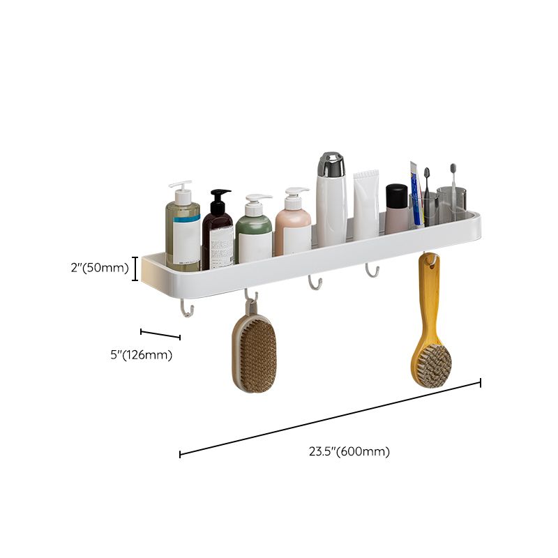 Contemporary Bathroom Accessory Set Metal Bath Shelf in White