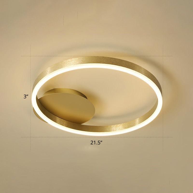 Gold Halo LED Ceiling Lighting Minimalist Aluminum Semi Flush Light Fixture for Bedroom