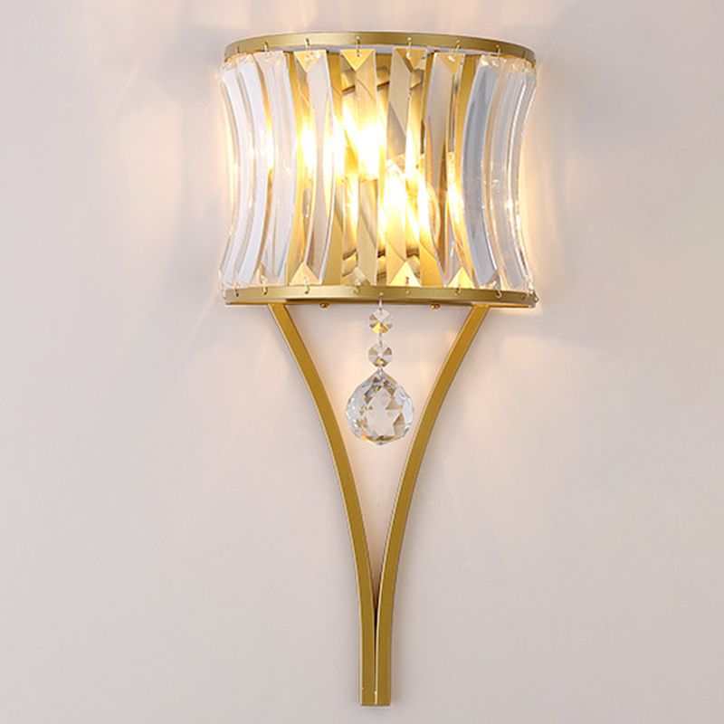 Lámpara de pared geométrica de cristal en moderna luz de pared de hierro forjado de estilo de lujo para espacios interiores
