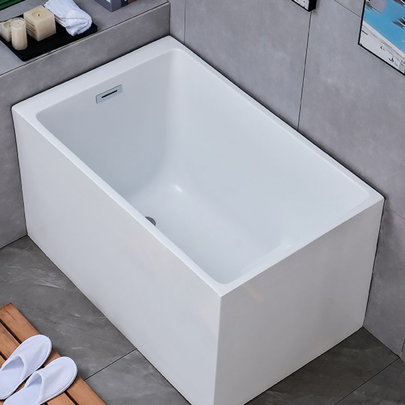White Back to Wall Soaking Bathtub Contemporary Rectangular Acrylic Bath Tub