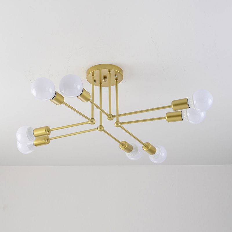 Sputnik Metal Ceiling Light Fixture Loft Style Bedroom Semi Flush Ceiling Light