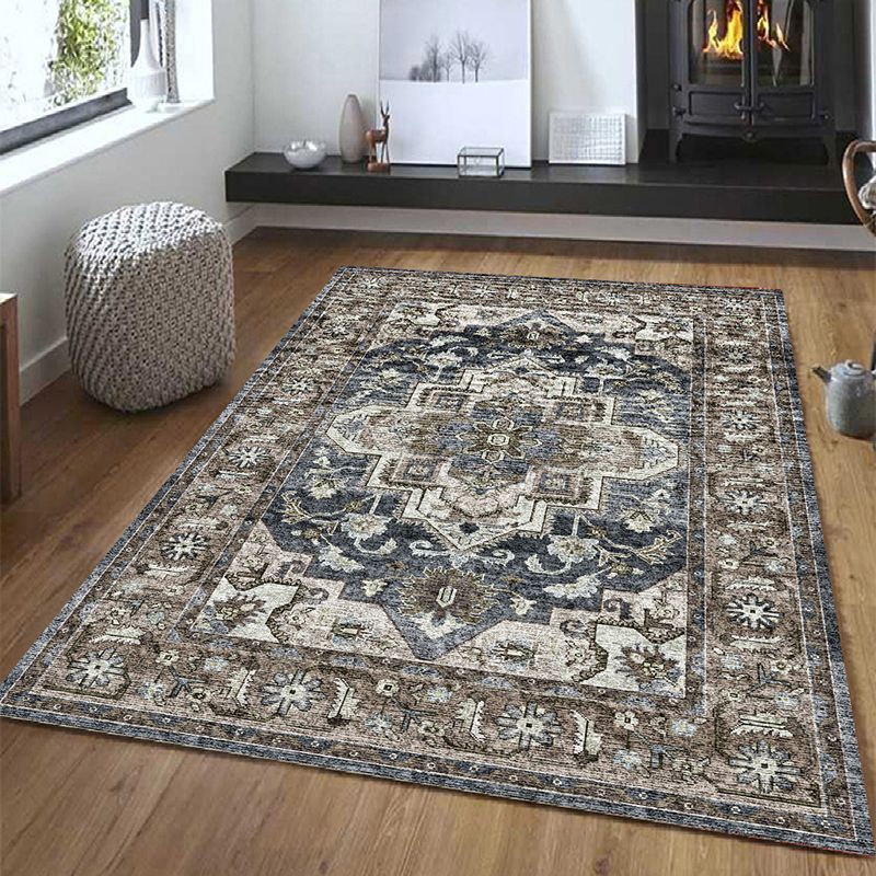 Classic Floral Design Indoor Rug Shabby Chic Distressed Carpet Polyester Non-Slip Backing Area Rug for Home Decor