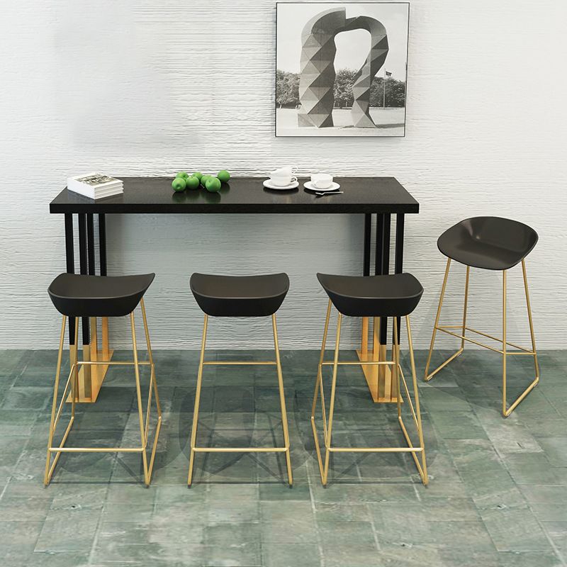 Solid Wood Bar Dining Table Traditional Luxury Bar Table with Sled Base in Gold