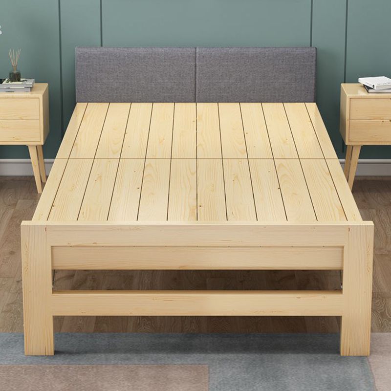 Scandinavian Wood Foldable Bed Low Profile Upholstered Bed with Mattress