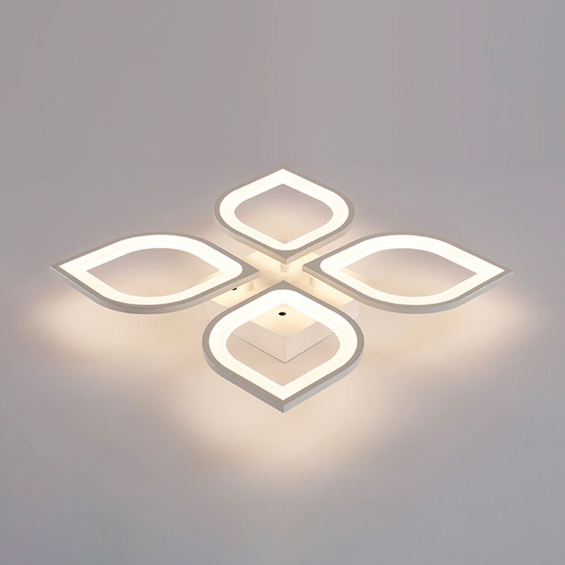 Weiße florierte LED -Semi -Flush -Halterung in moderner Einfachheit Metall Deckenleuchte mit Acrylschatten