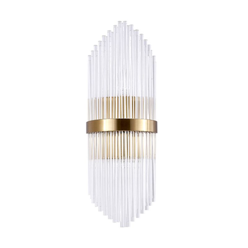 2-Light Golden Contemporary Crystal Unique Shaded Bathroom Vanity Light